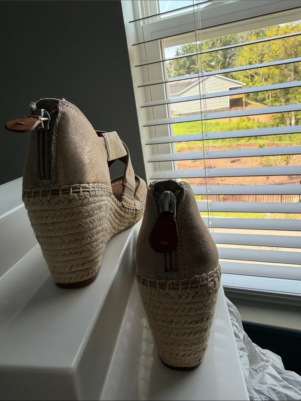 gentle souls Taupe Espadrille Wedge Sandals